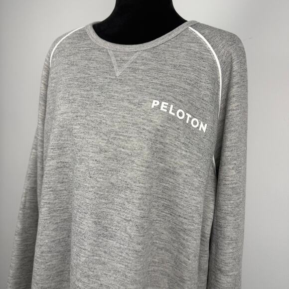 Peloton Piped Crewneck Pullover Gray Cotton Blend Lightweight Sweater New XL - Picture 3 of 10